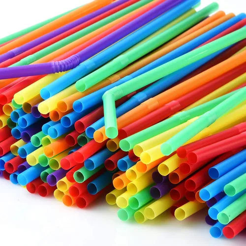Vista 8 de ALINK Paquete de 100 pajitas flexibles de colores sólidos, pajitas flexibles desechables de plástico, 7.75 x 0.23 pulgadas