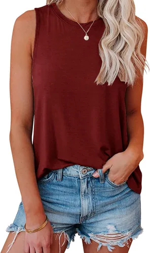 Vista 25 de JAWINT Camisetas casuales sin mangas para mujer, cuello redondo, sin mangas, holgadas, holgadas