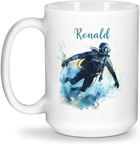 Vista 15 de Taza de café personalizada para nadador, regalo para equipo de natación, taza de cerámica blanca personalizada con nombre nadador, taza de té