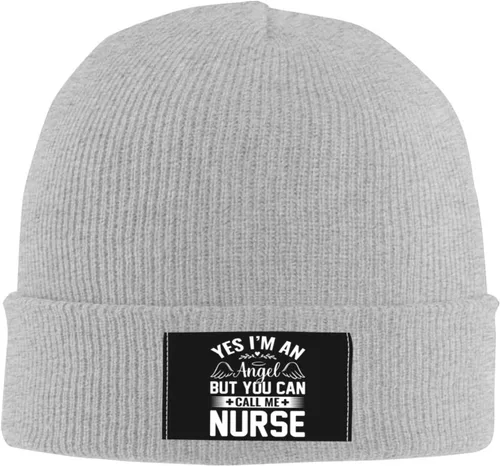Vista 2 de Yes I m an Angel But You Can Call Me Nurse Beanie Hat for Men Women Soft Cozy Knit Hats Winter Warm Skull Cap