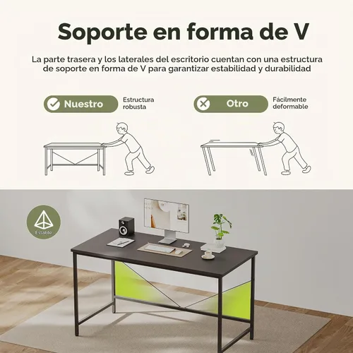 Vista 3 de Mericonia Escritorio para computadora, escritorio de juegos para espacios pequeños, mesa de estilo moderno y simple para oficina en casa, mesa