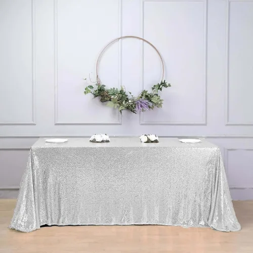 Vista 42 de Efavormart - Mantel redondo de lentejuelas brillantes de 120 pulgadas para banquetes de boda, fiesta, decoración del hogar