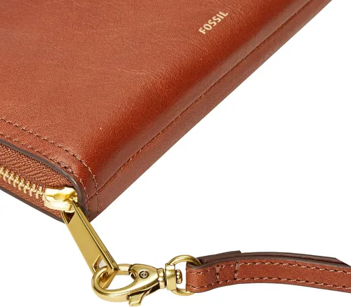 Vista 4 de Fossil Logan RFID - Cartera de piel con cierre para mujer con correa de muñeca