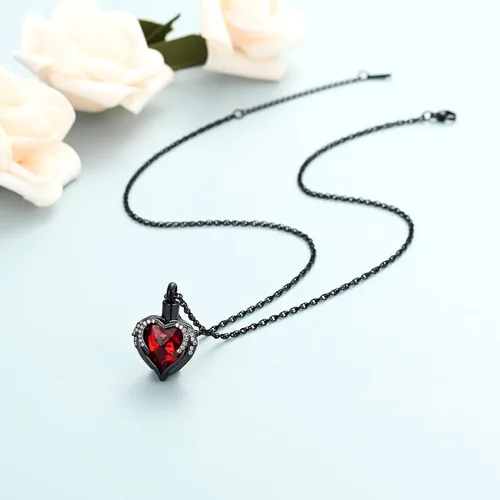 Vista 5 de shajwo Collar de Joyería de Cremación con Alas de Ángel y Corazón en Forma de Urna para Cenizas para Mujeres, Colgante Conmemorativo para Cenizas
