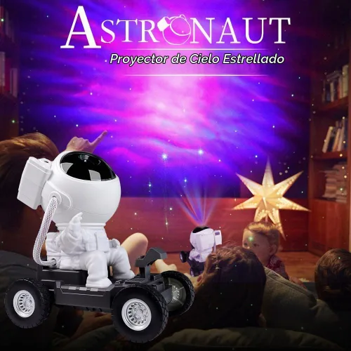 Vista 7 de Proyector de estrellas y galaxias astronautas, luz nocturna, 360° Space Man Lunar Rover Buddy Starry Nebulosa Proyector de techo Cielo LED Starlight