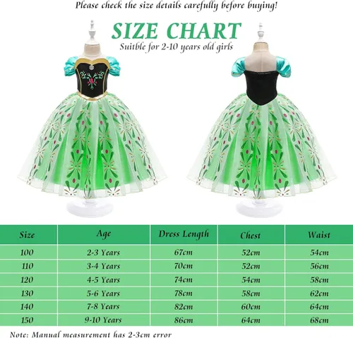 Vista 6 de URAQT Elsa - Disfraz de princesa para niñas - Vestido de fiesta de nieve para cosplay vestido de Anna con corona de varita tiara