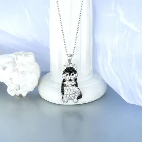 Vista 105 de Collares con colgante de perro de plata de ley S925 – 24 razas corgi/husky/labrador/pastor para mujer