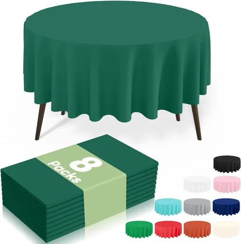 Vista 40 de misaya Paquete de 4 manteles desechables de plástico, mantel redondo impermeable de 84 pulgadas, a prueba de fugas y resistentes manteles Azul