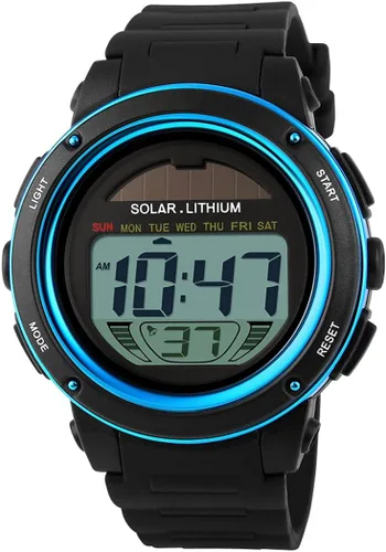 Vista 2 de MASTOP Relojes de energía solar para niñas y niños reloj digital militar resistente al agua reloj deportivo negro Negro - Digital