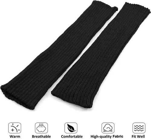 Vista 6 de ENASGLOO 2 pares de calentadores de piernas para mujer, calcetines largos de punto junior