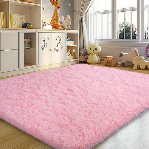 Vista 108 de Mugorn - Alfombras suaves y esponjosas de 2 x 3 pies para el hogar, alfombra pequeña con 4 mallas antideslizantes, color negro, 2 x 3 pies