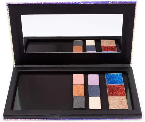 Vista 4 de Allwon Paleta magnética de sirena vacía paleta de maquillaje con espejo y 20 unidades adhesivas vacías de metal para sombra de ojos, lápiz labial