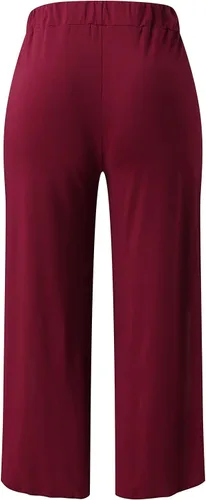 Vista 4 de WUAI-Women Pantalones de harén de yoga, con abertura lateral, pantalones deportivos de entrenamiento activo, pantalones casuales hippie, palazzo