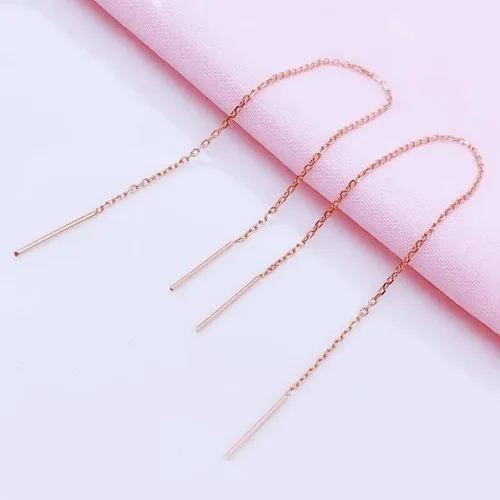 Vista 3 de SAGEKING 2024 New 585 Purple Gold Plated 14K Rose Gold Long O-Shaped Chain Earrings Simple Fashion Earrings For Women Party Jewelry Fashion