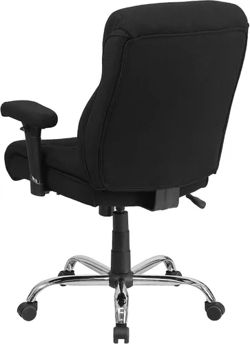 Vista 6 de Flash Furniture HERCULES Series Big & Tall - Silla de oficina ergonómica de tela negra de 400 libras con costuras de línea y brazos ajustables