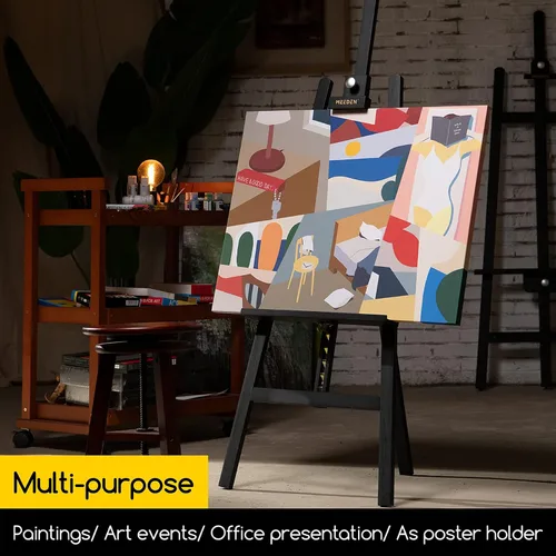 Vista 11 de MEEDEN Caballete resistente negro: caballete de arte de madera para pintar