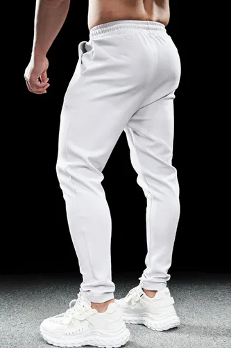 Vista 4 de GINGTTO Pantalones deportivos para hombre Slim Fit Gris Algodón con Bolsillos