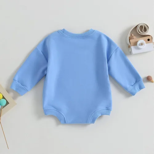 Vista 4 de Pivanzore Mameluco de otoño para bebés y niñas, de manga larga, con estampado de letras, suéter de gran tamaño, para otoño e invierno