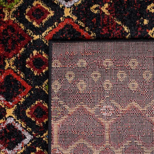 Vista 4 de SAFAVIEH Amsterdam Collection Alfombra Decorativa - 2.3 pies x 4 pies, Negro & Multi, Diseño Marroquí Bohemio, Sin Desprendimiento y Fácil Cuidado