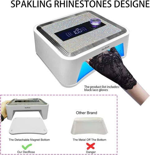 Vista 3 de Lámpara de uñas LED UV, inalámbrica, 120 W, recargable, luz UV para uñas de gel, luz portátil con temporizador, lámpara de curado de diamantes