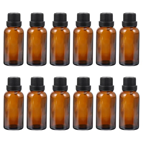Vista 11 de Uonlytech Recipientes de vidrio de terrario, 12 botellas de aceite esencial, botella de 0.3 fl oz con reductor de orificios, dispensador de líquido
