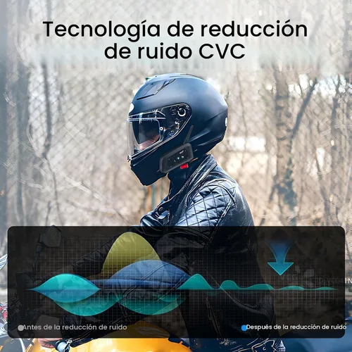 Vista 3 de EJEAS V6 Pro - Auriculares Bluetooth para motocicleta, sistema de comunicación de casco de intercomunicación para 2 conductores con respuesta