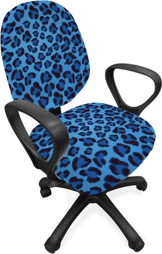Vista 45 de Lunarable Funda para silla de oficina tribal, diseño azteca, nativo americano, geométrico, simbolismo étnico con espirales de triángulos, elástico