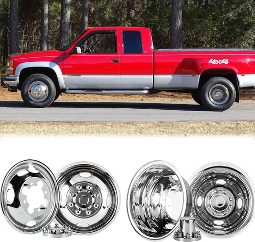 Vista 19 de Juego de simulador de doble rueda de acero inoxidable pulido de 16 pulgadas, compatible con Dodge 2007-2025, Mercedes y Freightliner Sprinter Van
