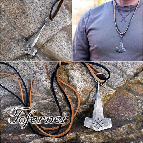 Vista 2 de Martillo de Thor- forjado a mano. Quien tenga este martillo, si es digno, poseerá el poder de Thor Hardened Blade- Colección de Arte