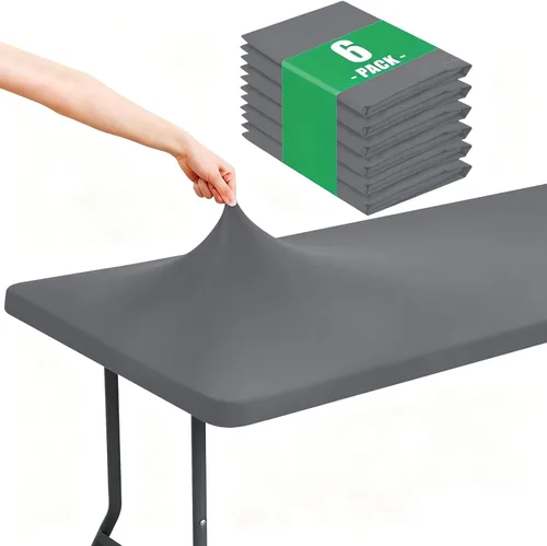 Vista 24 de Moosfor Paquete de 6 manteles cuadrados de elastano, manteles elásticos ajustables para pícnic, cubierta de mesa de patio elástica lavable para Negro