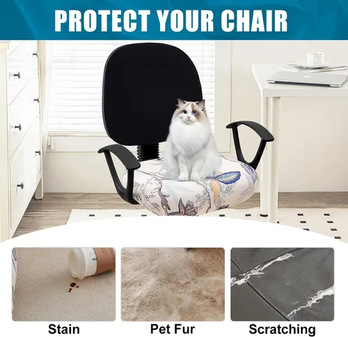 Vista 8 de Smiry Fundas de asiento impresas para silla de computadora de oficina, ajuste elástico, universal para silla giratoria de escritorio, lavables, Beige