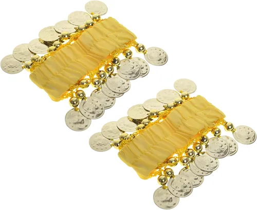 Vista 9 de Pulseras de muñeca y tobillo para danza del vientre, accesorio de disfraz de Halloween Negro