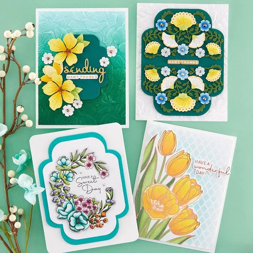 Vista 8 de Spellbinders Carpeta de estampado 3D de 5.5 x 8.5 pulgadas, diseño floral de cuatro pétalos
