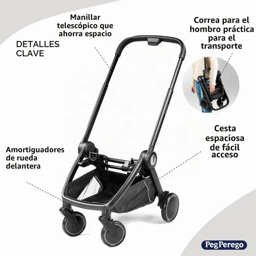 Vista 4 de PEG City Loop Frame Only - Compacto y apto para viajes aéreos, color negro