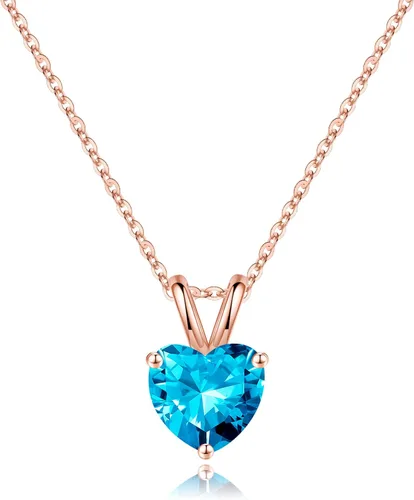Vista 9 de SMILEST Dainty Heart Birthstone Necklace for Women, 925 Sterling Silver 01-enero-granate rojo