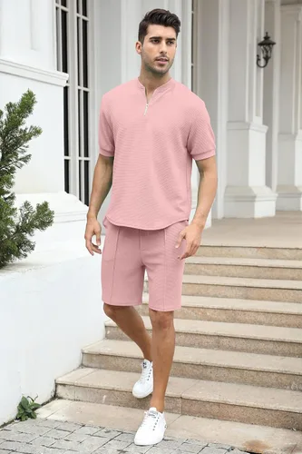 Vista 63 de FZNHQL Conjunto deportivo de moda para hombre, 2 piezas, casual, atlético, para correr, manga corta/larga, conjunto para hombre