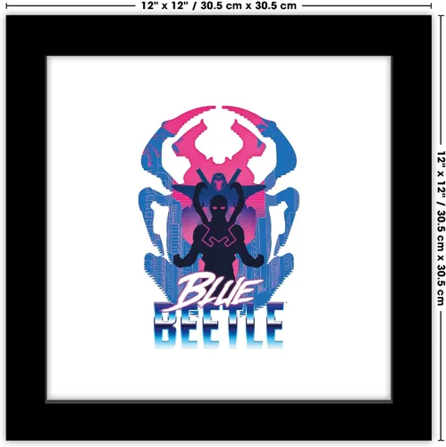 Vista 6 de Trends International Gallery Pops DC Comics Blue Beetle - Póster retro de Super Future Blue Beetle para pared, 12 x 12 pulgadas, versión de marco