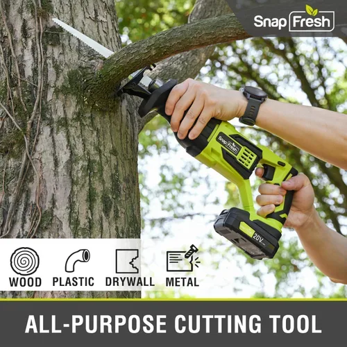 Vista 8 de SnapFresh Sierra Recíproca Inalámbrica de 20V – 3000 SPM, Gatillo de Velocidad Variable, Cambio de Hoja sin Herramientas, Luz LED, Ligera y Compacta