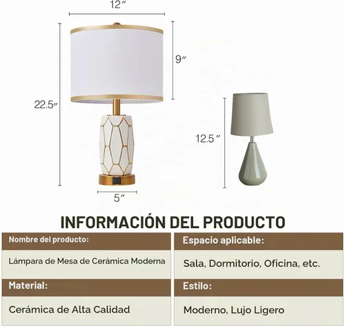 Vista 7 de Juego de 2 lámparas de mesa de cerámica con control táctil para dormitorio, sala de estar, color negro y blanco, con puertos USB, lámpara de mesita