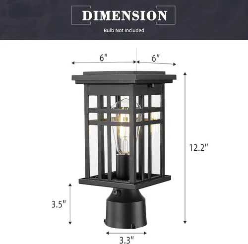 Vista 2 de zeyu Iluminación moderna para exteriores de anochecer a amanecer, luminaria de poste pequeña de 12.2 pulgadas con sensor de fotocélula, lámpara