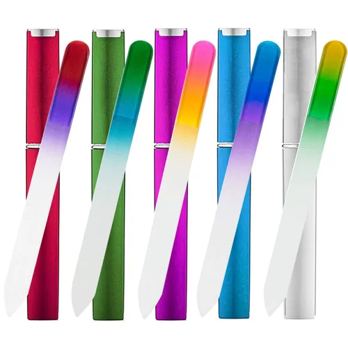 Vista 8 de Paquete de 5 limas de uñas de vidrio con estuche, limas de uñas de vidrio de doble cara, lima de uñas de vidrio de doble cara, juego de manicura
