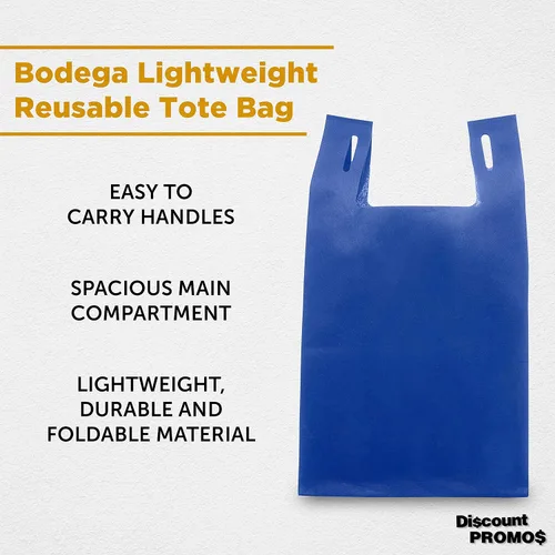Vista 5 de DISCOUNT PROMOS Custom Bodega Lightweight Tote Bags Set of 10-100, Personalized Bulk Pack - Reusable, Grocery, Tradeshow