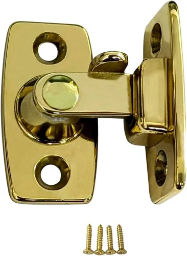 Vista 10 de Pestillo de puerta de latón macizo forjado pesado, hebilla de cierre de puerta de ángulo recto de 90 grados para puertas y ventanas, pequeño, 1.75