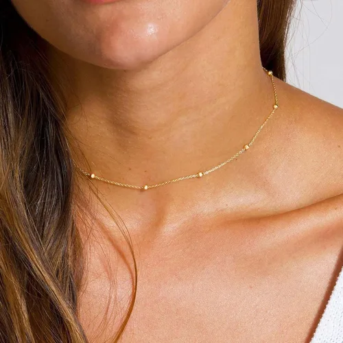 Vista 3 de Yoosteel Collares con inicial en capas para mujer, a la moda, chapados en oro de 14 quilates, collar con dije de letra A-Z, collar con inicial