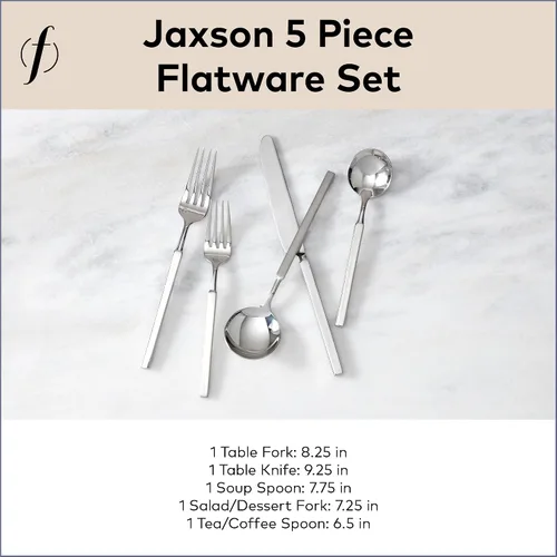 Vista 10 de FORTESSA Jaxson - Cubiertos de acero inoxidable 18/10, ajuste de lugar de 5 piezas con cuchillo de mesa, tenedores y cucharas (servicio para 1)