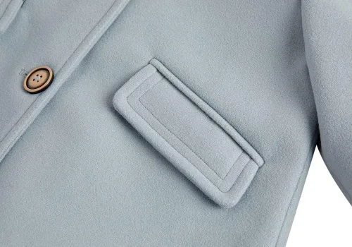 Vista 30 de rrhss Abrigo formal con botones para niñas pequeñas, chaqueta de lana con capucha para otoño e invierno