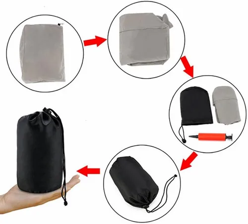 Vista 4 de Almohada inflable de viaje para pies y piernas con altura ajustable para avión, automóvil, autobús, tren, oficina, campamento y niños para dormir