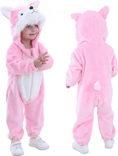 Vista 17 de TONWHAR - Disfraz unisex de animal para bebé y niño pequeño, con capucha, mameluco para invierno, conjunto de disfraz Azul (blue koala)