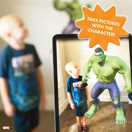 Vista 5 de Wall Palz Marvel Incredible Hulk Calcomanías de Pared - 29" Realidad Aumentada Vengadores Hulk Decoración de Pared para Dormitorio Calcomanías