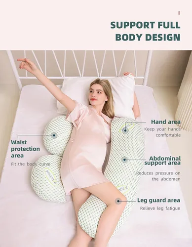 Vista 3 de Oternal Almohada de embarazo para mujeres embarazadas, almohada corporal suave para embarazo, soporte para espalda, vientre, caderas, piernas